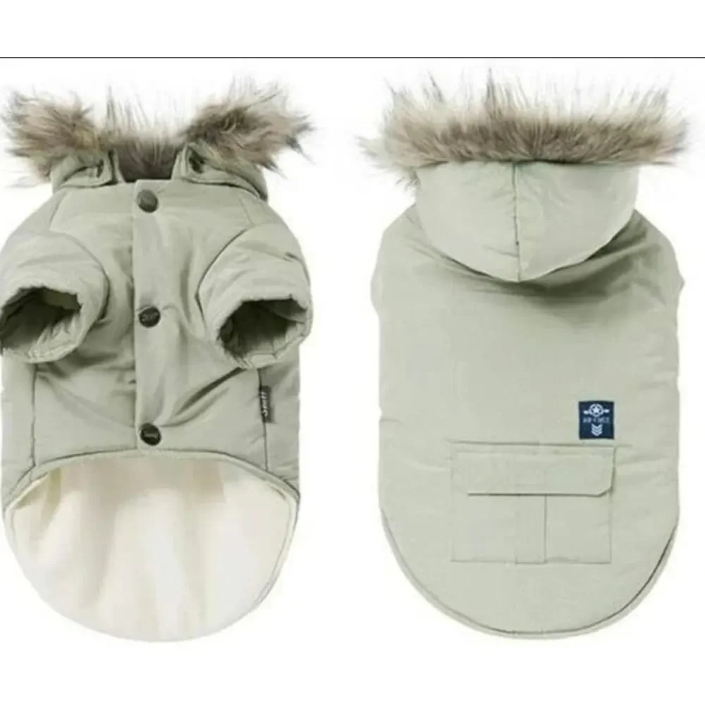PetBobo Dog Coat Winter Puffer Jacket  with Fur Hood  size M